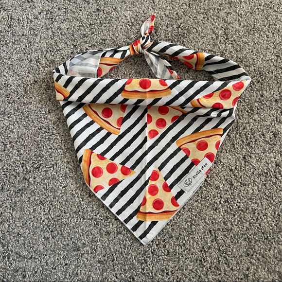 🐾 Pizza Stripes Dog Bandana - Picture 1 of 4